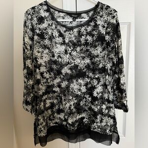 Simply Vera Vera Wang Black and White 3/4 Sleeve Blouse